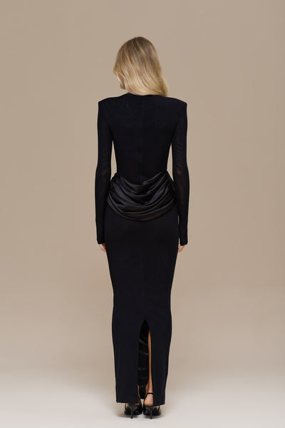 EMAN LONG SLEEVE MAXI DRESS | BLACK