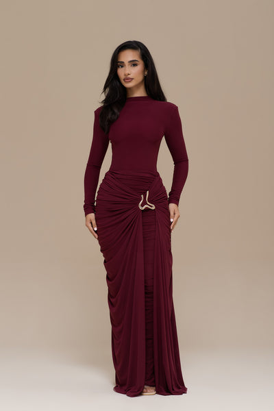 GIA MAXI SKIRT | WINE