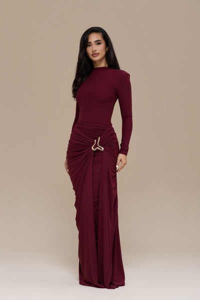 GIA MAXI SKIRT | WINE