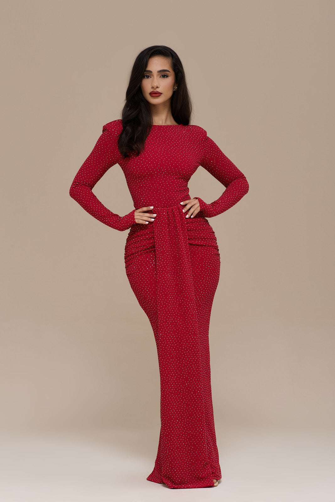 NARA DRAPE MAXI SKIRT | RED HOTFIX