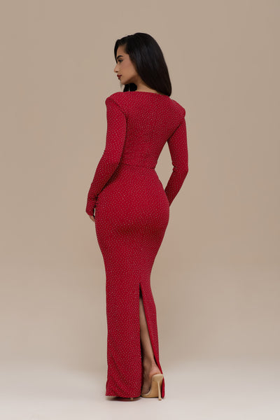 NARA DRAPE MAXI SKIRT | RED HOTFIX