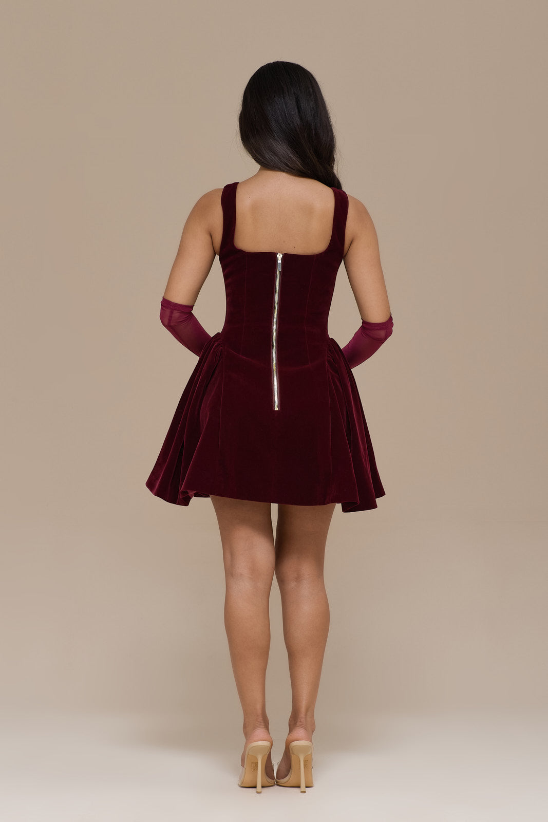 LUCKY MINI DRESS | WINE VELVET
