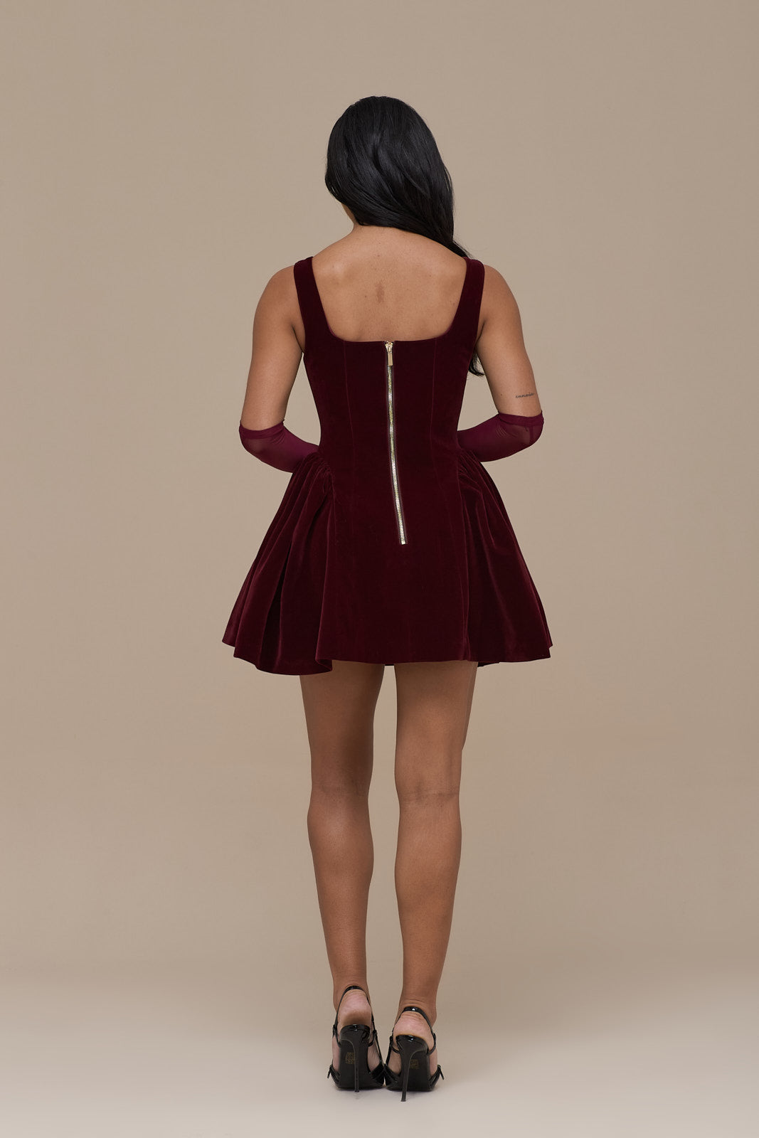 LUCKY MINI DRESS | WINE VELVET