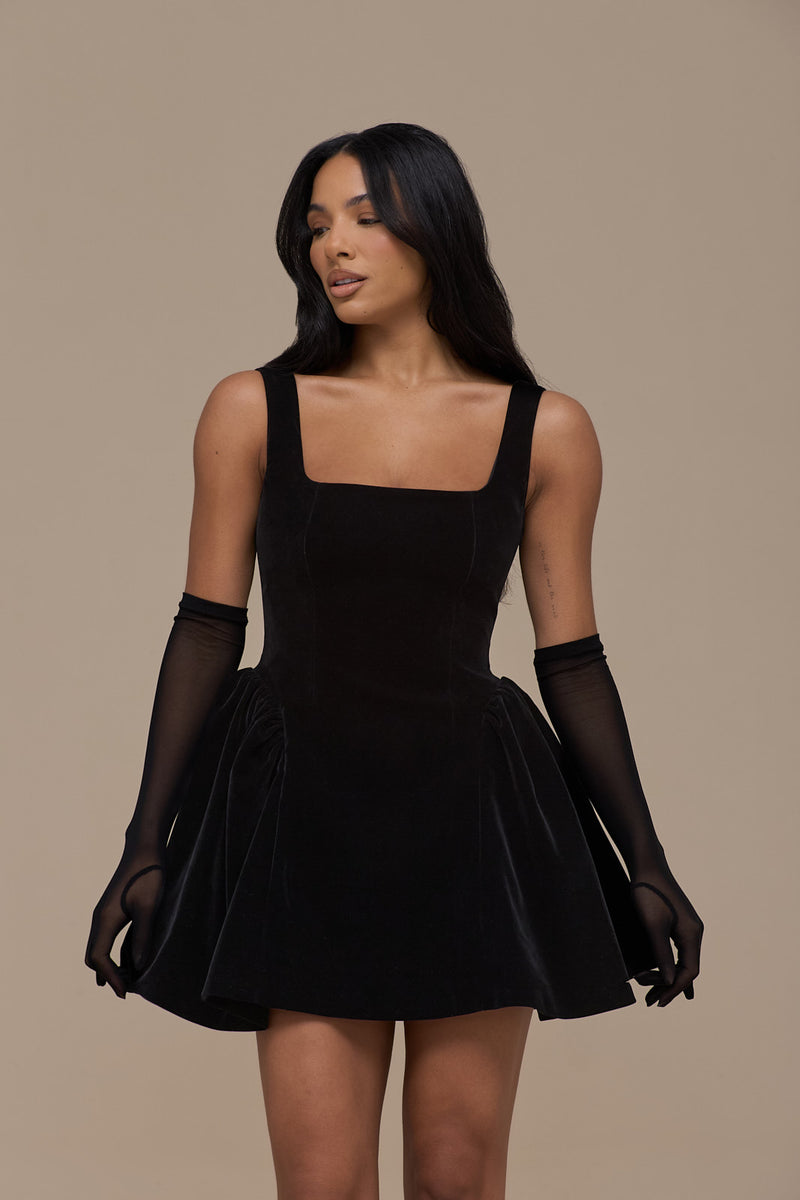 LUCKY MINI DRESS | BLACK VELVET
