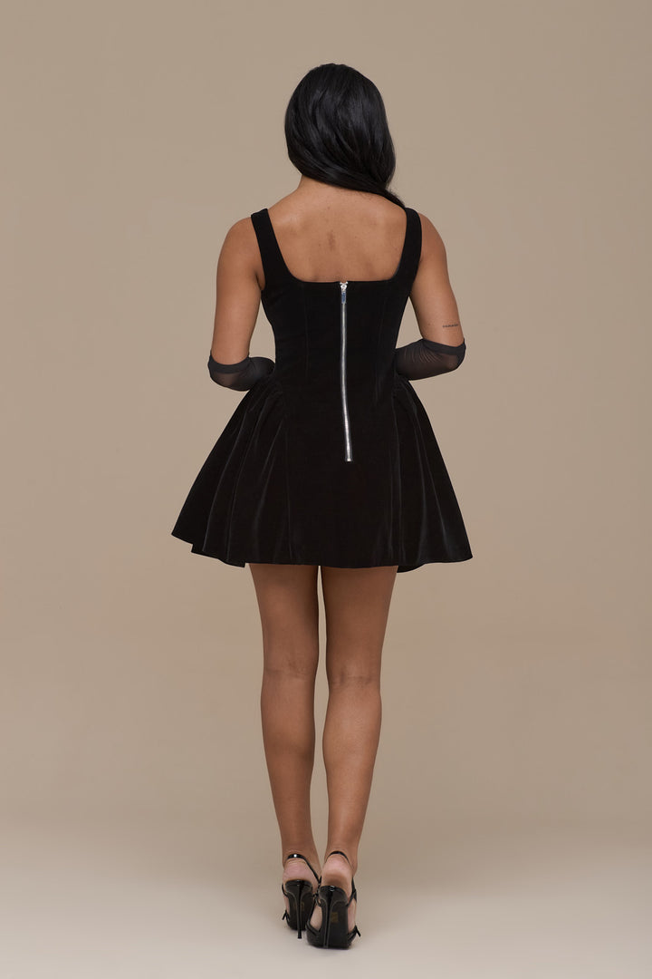 LUCKY MINI DRESS | BLACK VELVET – Wander Doll