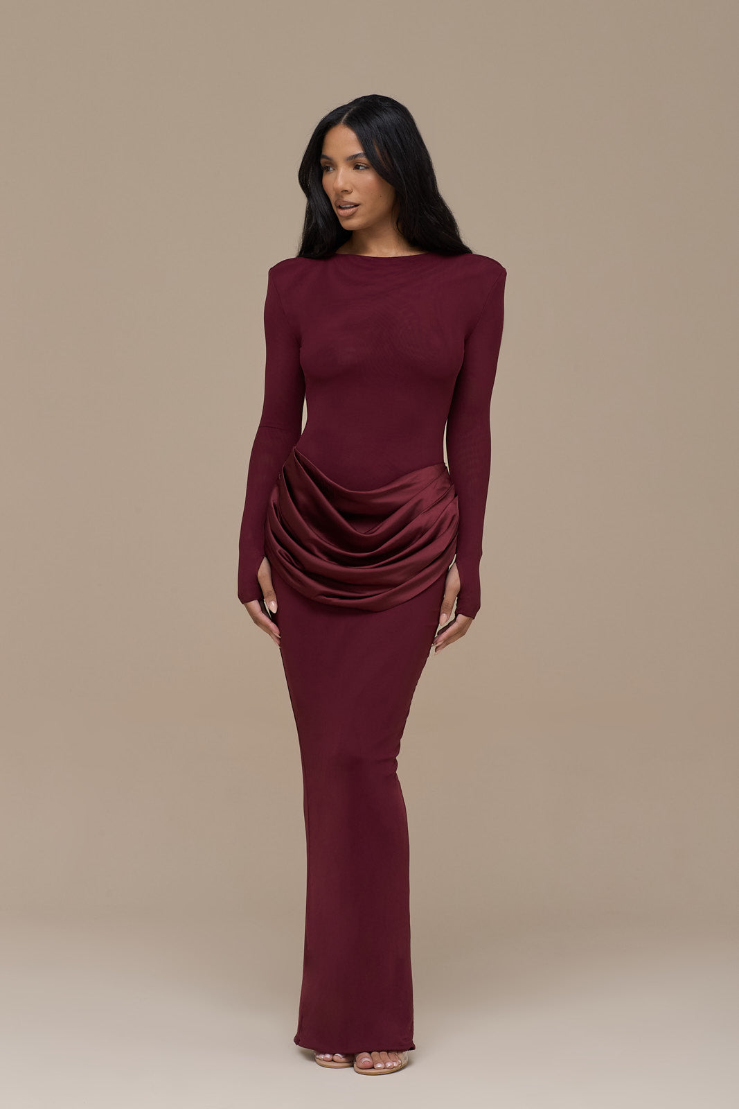 EMAN LONG SLEEVE MAXI DRESS | WINE