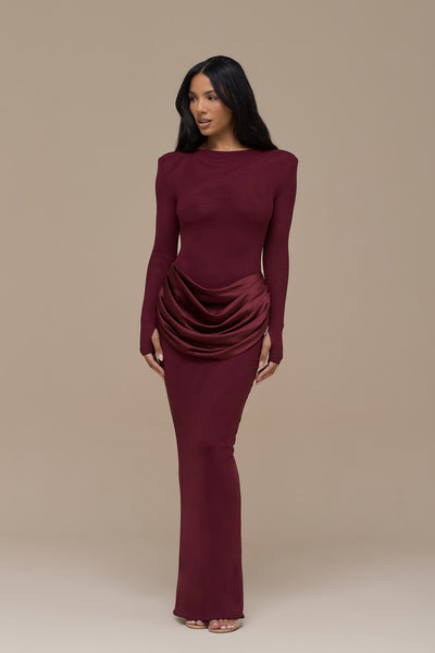 EMAN LONG SLEEVE MAXI DRESS | WINE