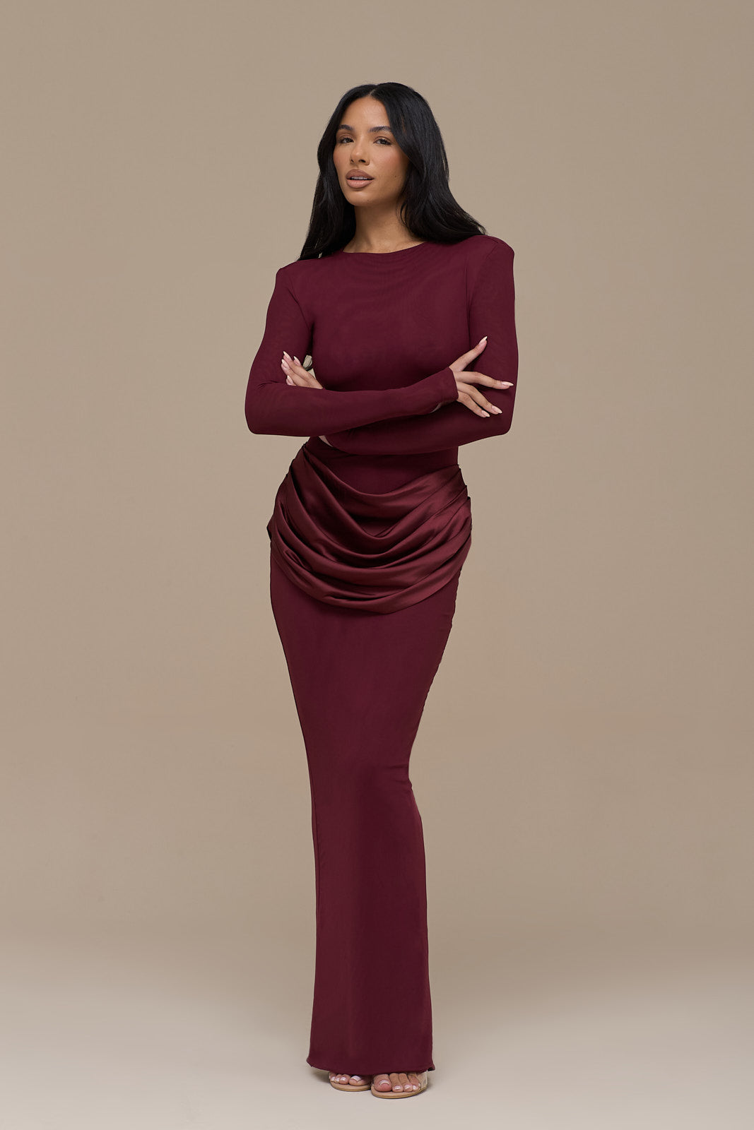 EMAN LONG SLEEVE MAXI DRESS | WINE