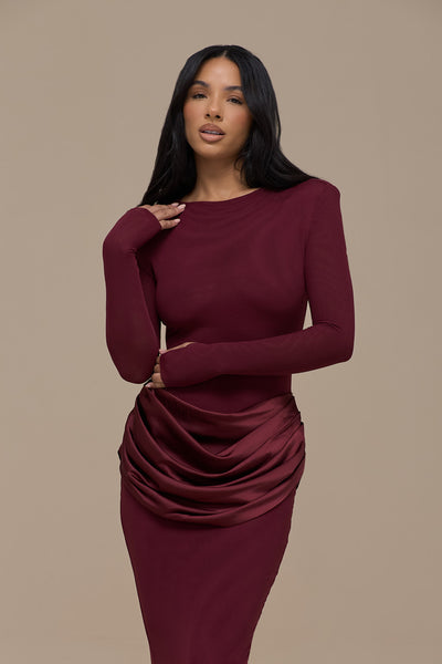 EMAN LONG SLEEVE MAXI DRESS | WINE
