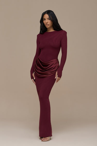 EMAN LONG SLEEVE MAXI DRESS | WINE