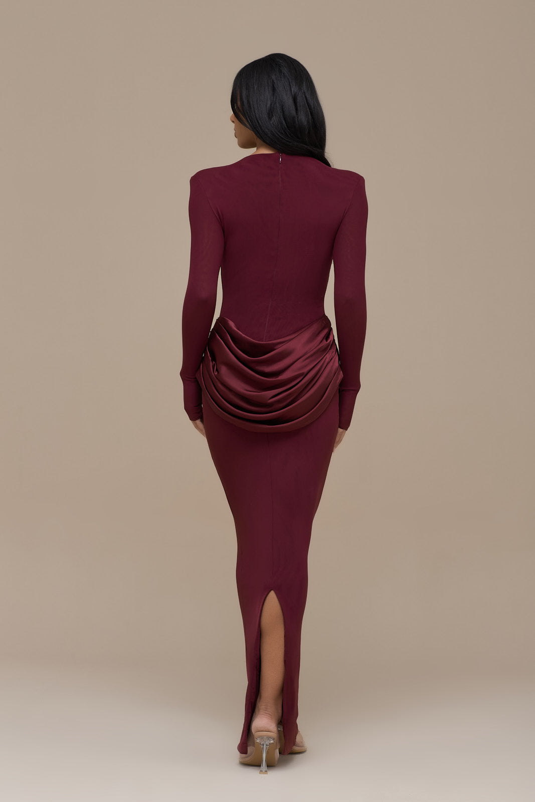 EMAN LONG SLEEVE MAXI DRESS | WINE
