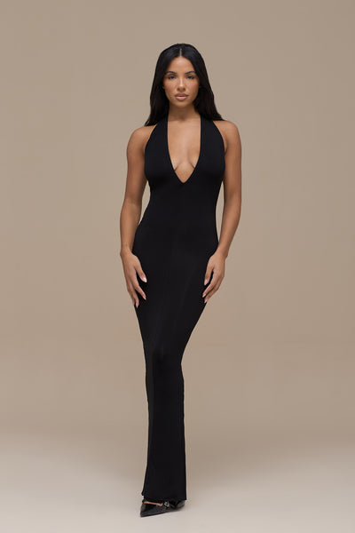 PHE HALTER MAXI DRESS | BLACK