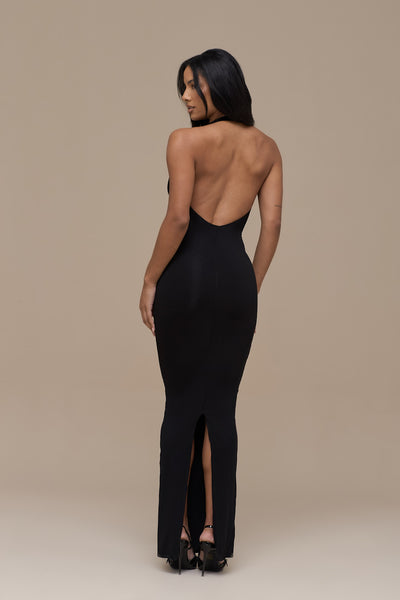 PHE HALTER MAXI DRESS | BLACK