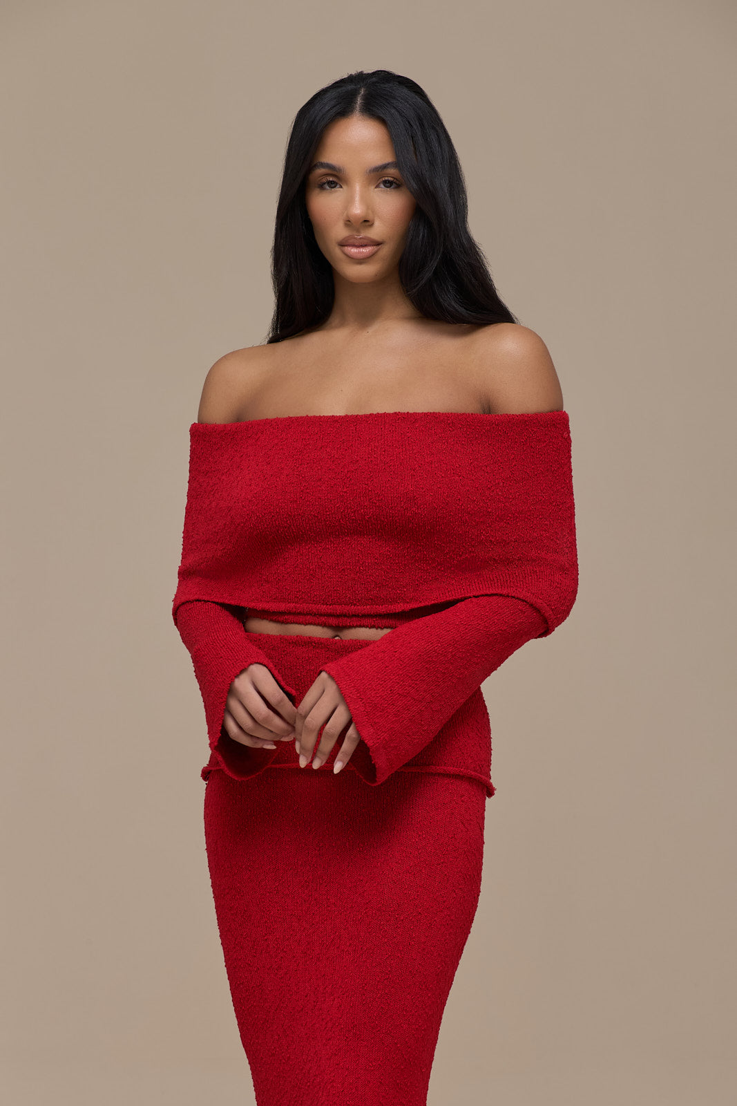 YASMIN BOUCLE KNIT CO-ORD | RED – Wander Doll