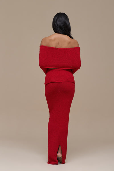 YASMIN BOUCLE KNIT CO-ORD | RED