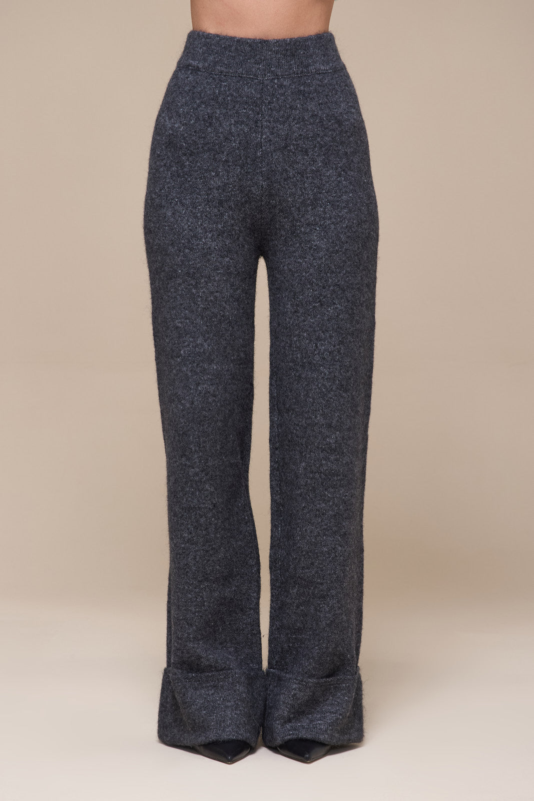 RHYLA TURN UP KNITTED TROUSERS | GREY