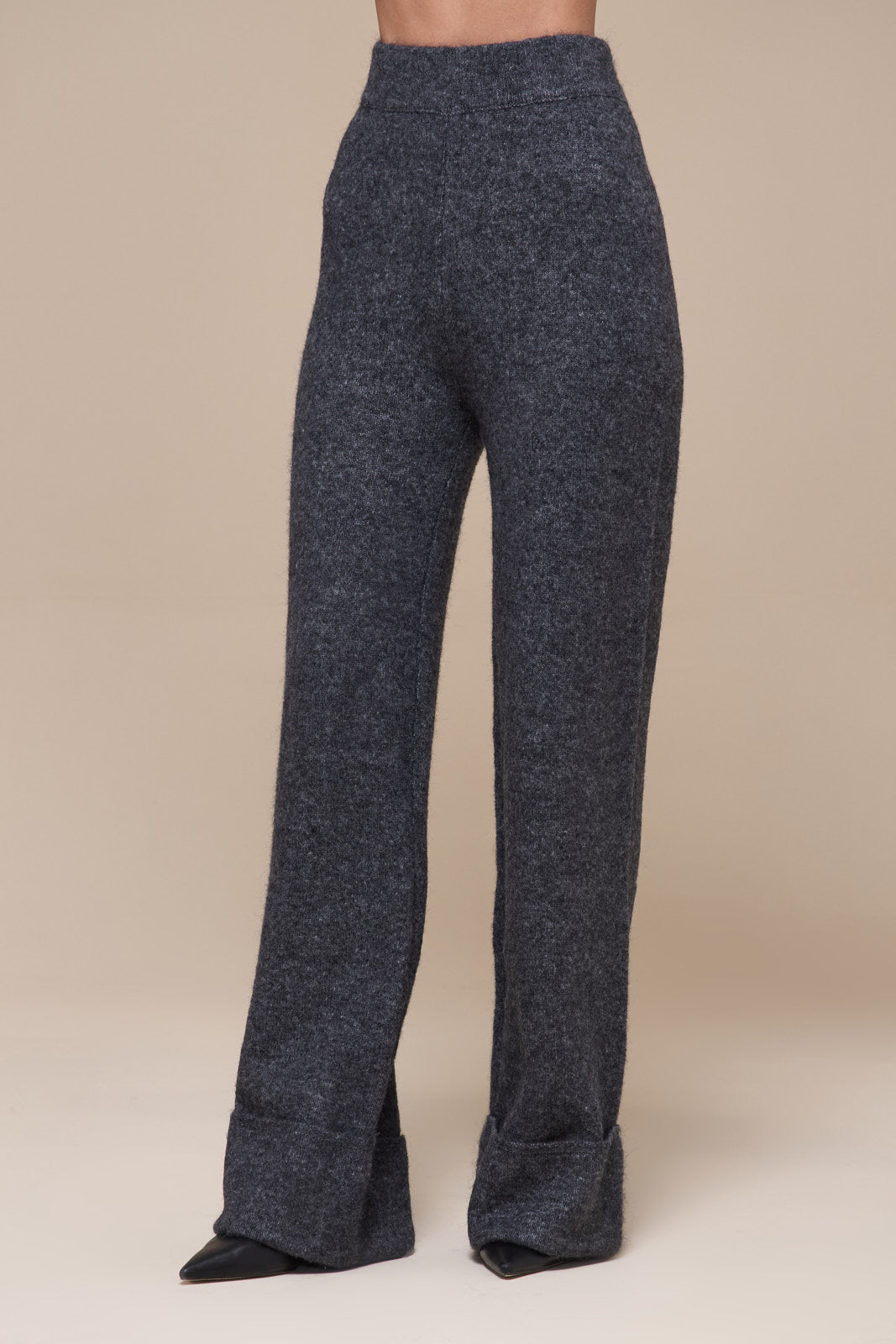 RHYLA TURN UP KNITTED TROUSERS | GREY