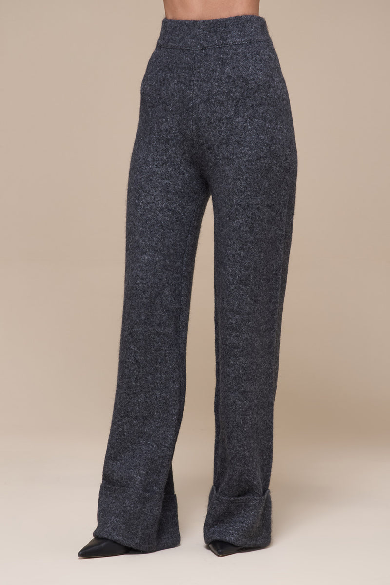 RHYLA TURN UP KNITTED TROUSERS | GREY