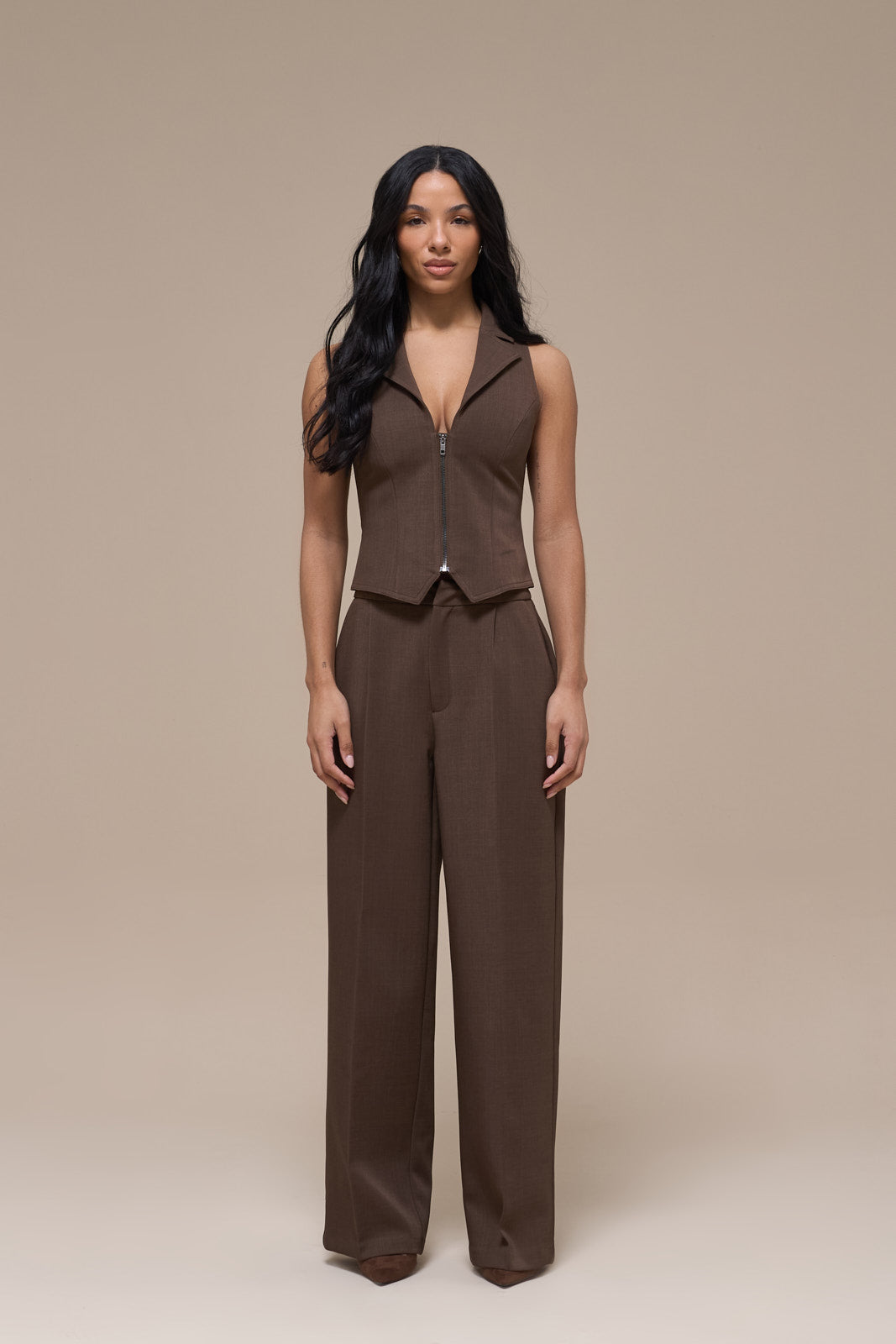 MAEVE TAILORED TROUSERS | BROWN