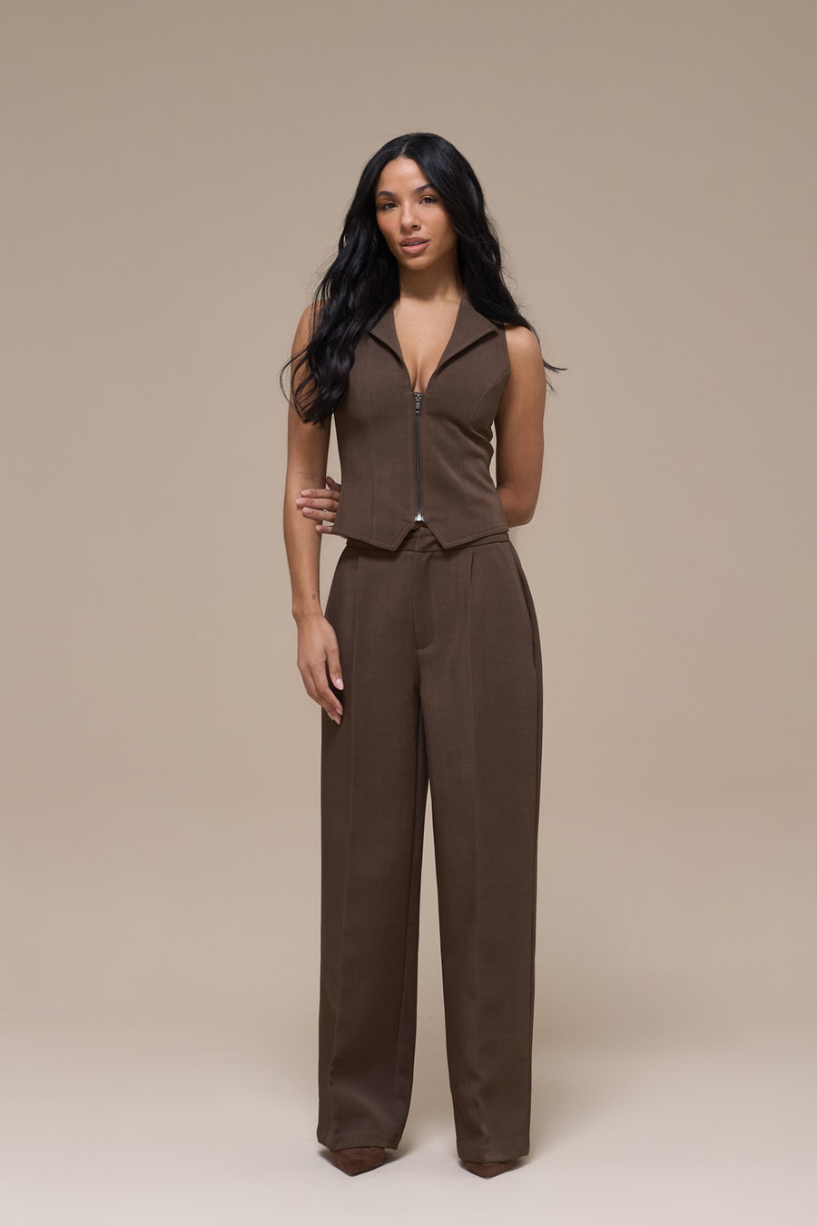 MAEVE TAILORED TROUSERS | BROWN