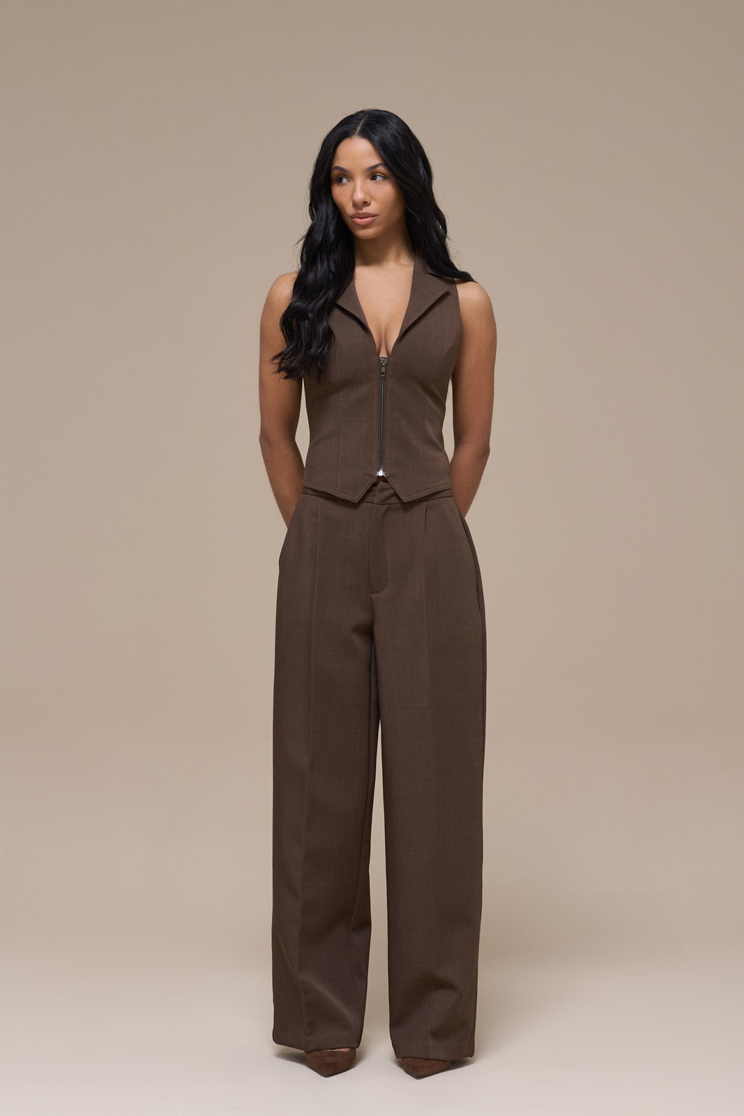 MAEVE TAILORED TROUSERS | BROWN