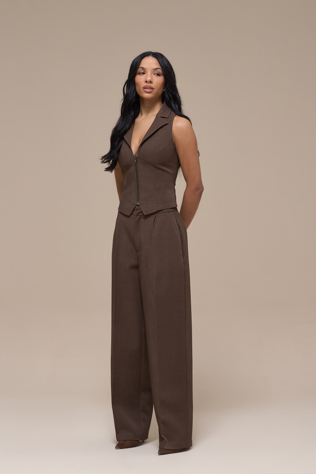 MAEVE TAILORED TROUSERS | BROWN