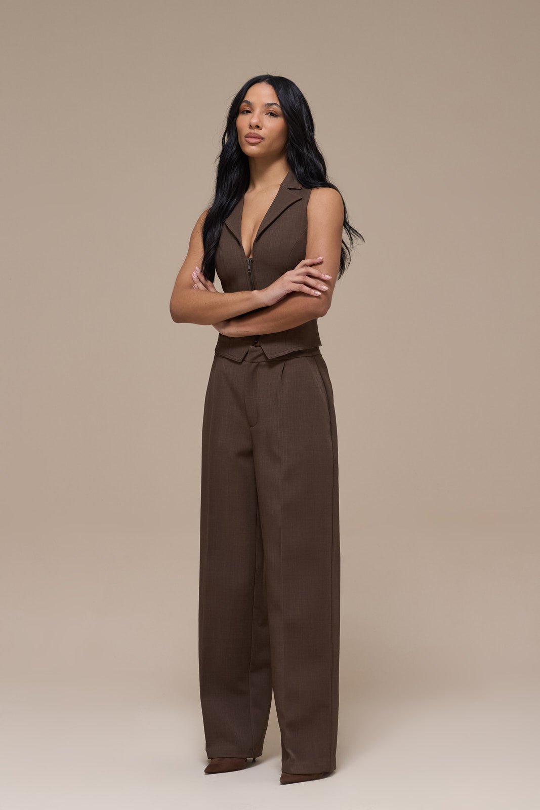 MAEVE TAILORED TROUSERS | BROWN