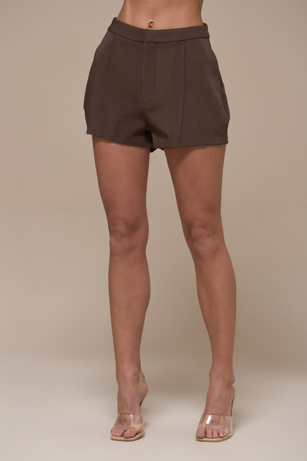 MAEVE TAILORED SHORTS WITH ZIP | BROWN