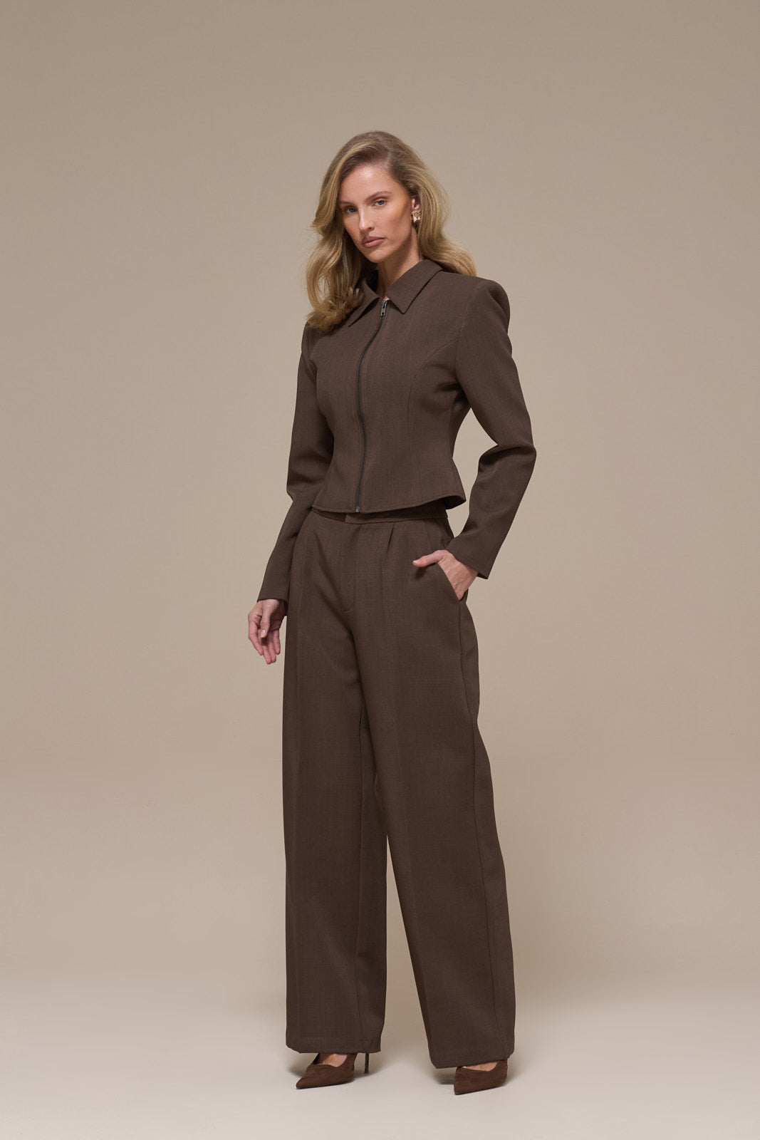 MAEVE TAILORED TROUSERS | BROWN