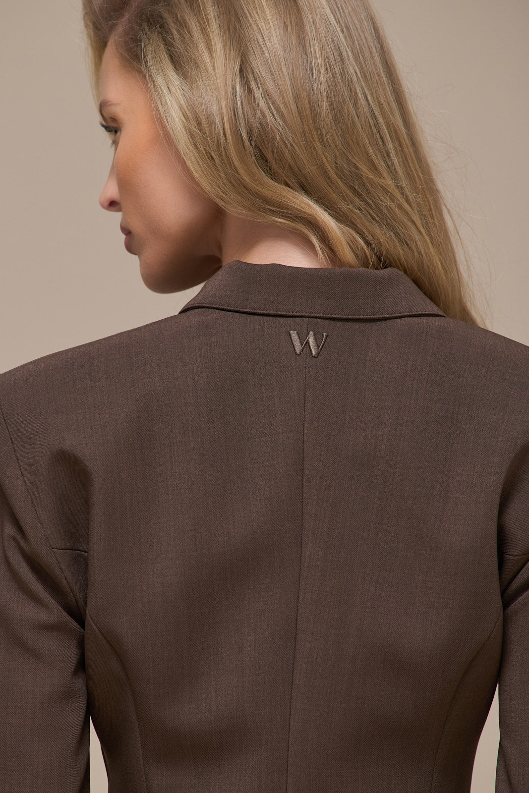 MAEVE LONG SLEEVE TAILORED TOP WITH ZIP | BROWN