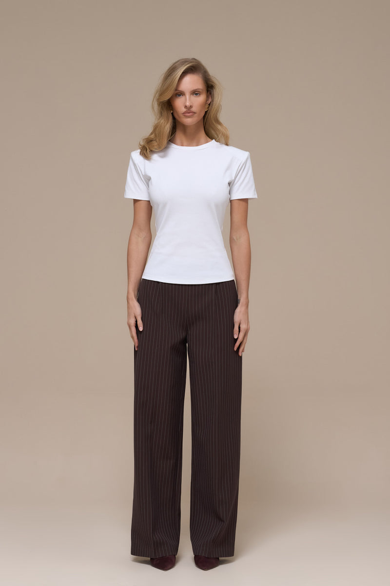 SHORT SLEEVE BASIC TEE WITH DETACHABLE SHOULDER PADS | WHITE