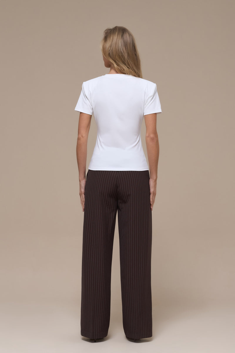 SHORT SLEEVE BASIC TEE WITH DETACHABLE SHOULDER PADS | WHITE