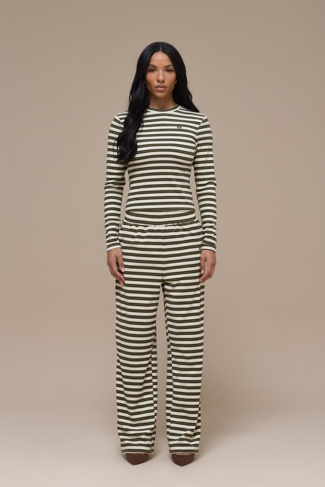 FRANKIE TROUSERS | CREAM & KHAKI STRIPE