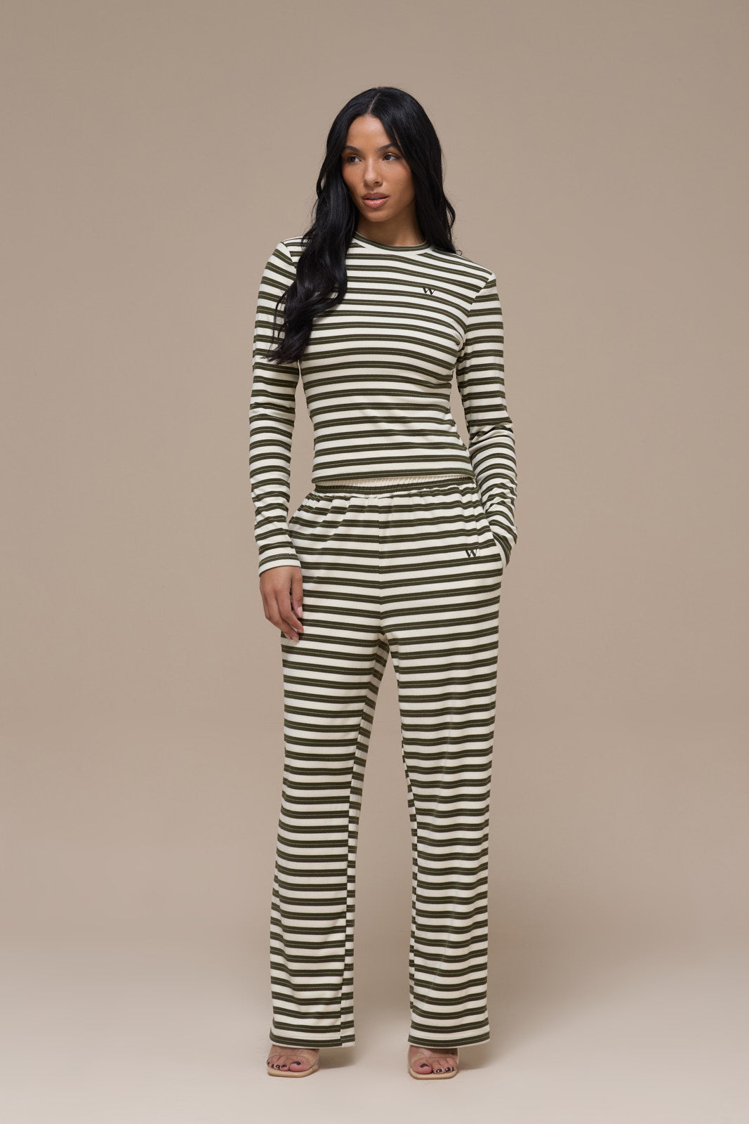 FRANKIE TROUSERS | CREAM & KHAKI STRIPE
