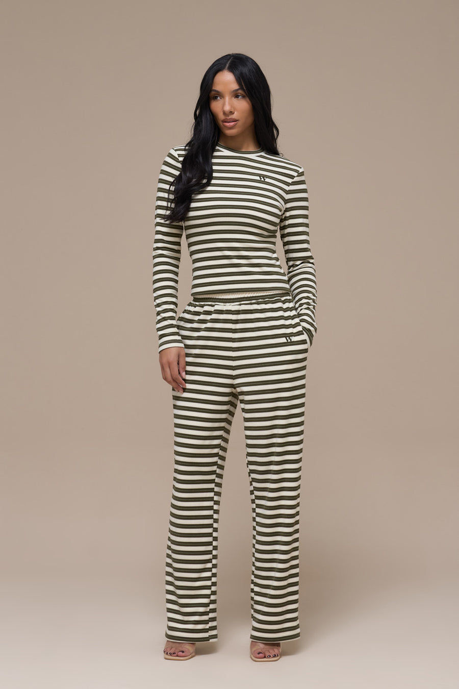 FRANKIE TROUSERS | CREAM & KHAKI STRIPE – Wander Doll