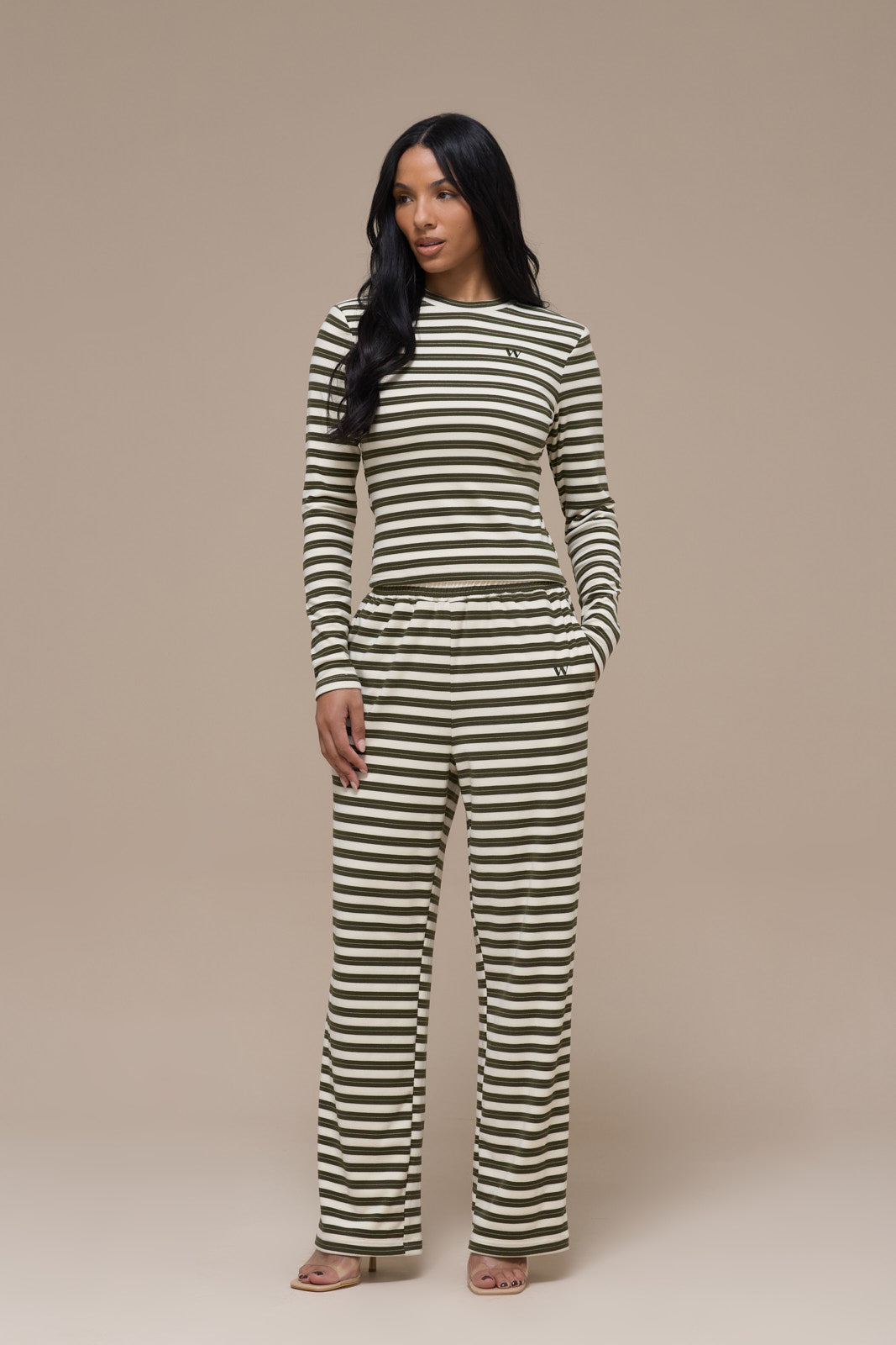 FRANKIE TROUSERS | CREAM & KHAKI STRIPE