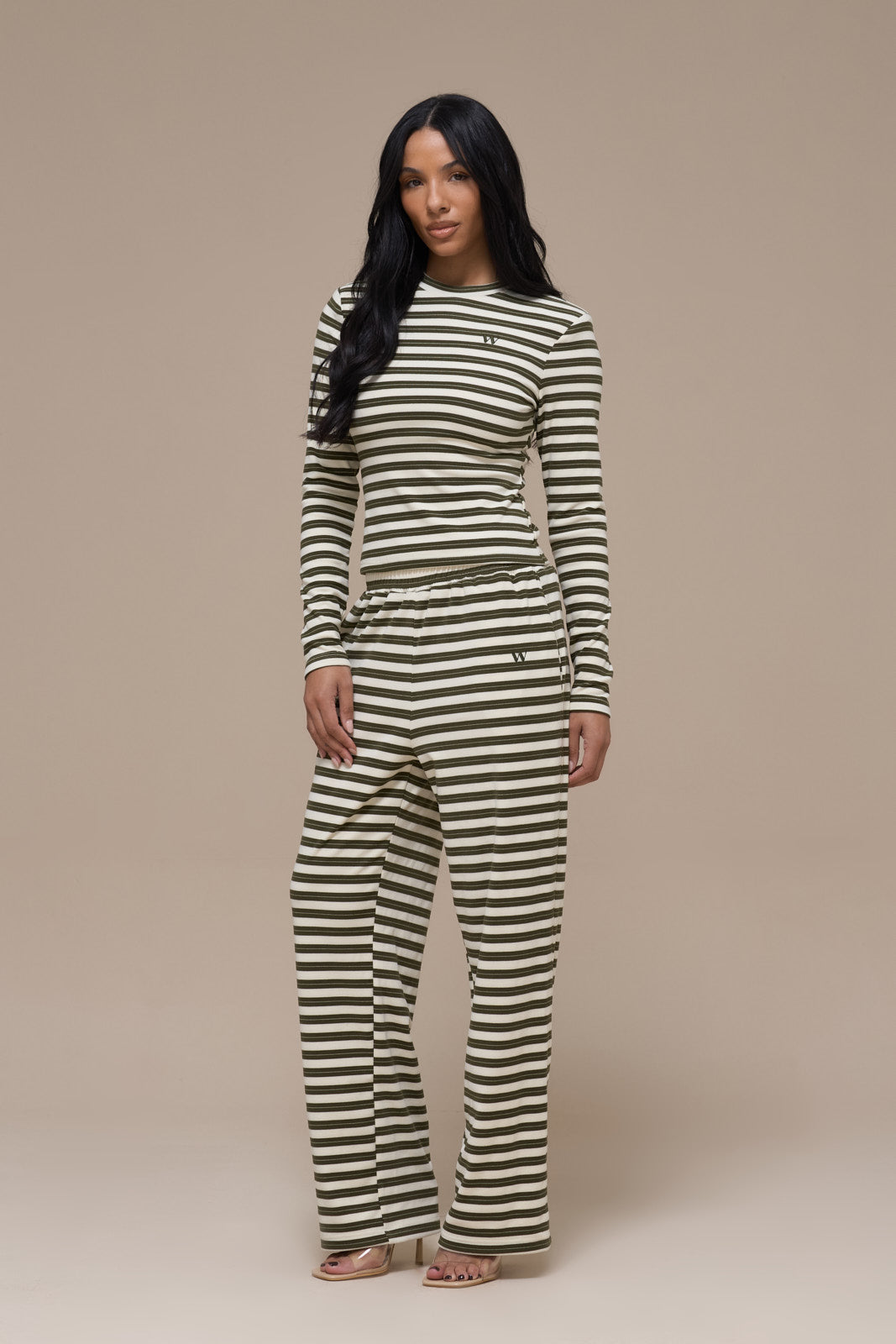 FRANKIE TROUSERS | CREAM & KHAKI STRIPE