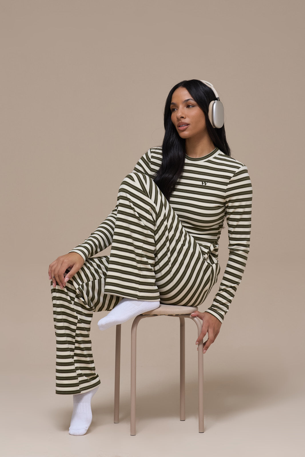 FRANKIE TROUSERS | CREAM & KHAKI STRIPE