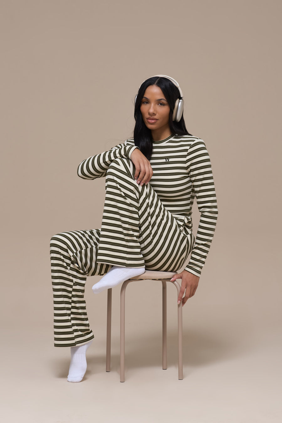 FRANKIE TROUSERS | CREAM & KHAKI STRIPE