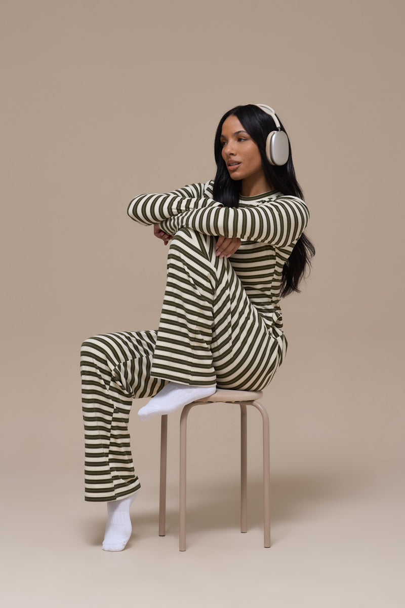 FRANKIE TROUSERS | CREAM & KHAKI STRIPE