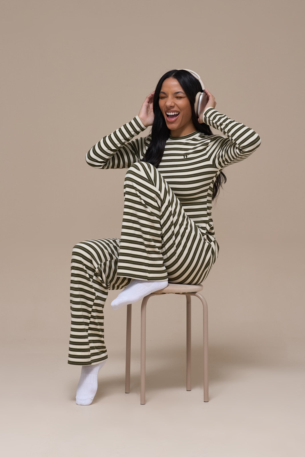 FRANKIE TROUSERS | CREAM & KHAKI STRIPE