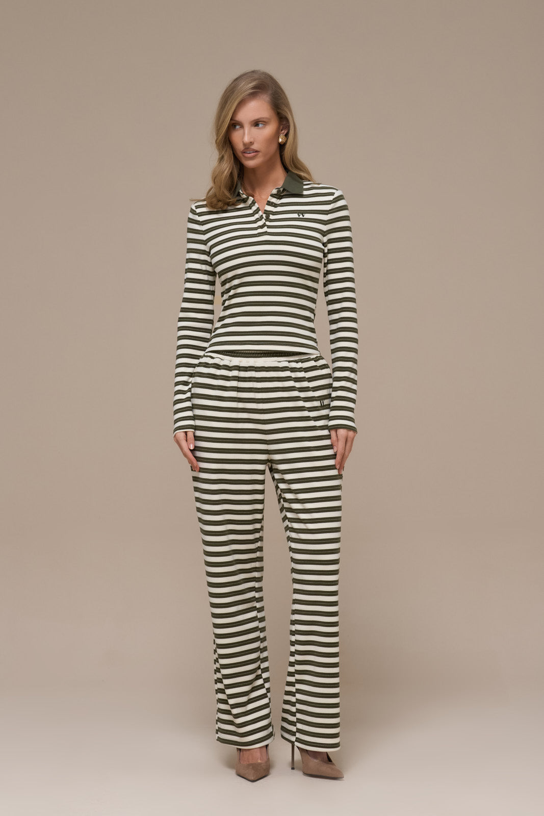 FRANKIE TROUSERS | CREAM & KHAKI STRIPE