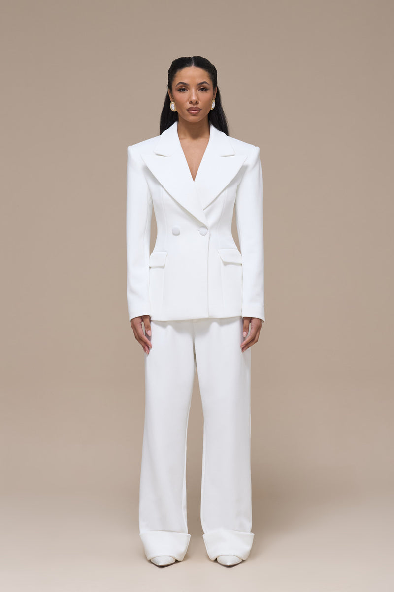 CHARLOTTE DOUBLE BREASTED PADDED SUITING JACKET | WHITE