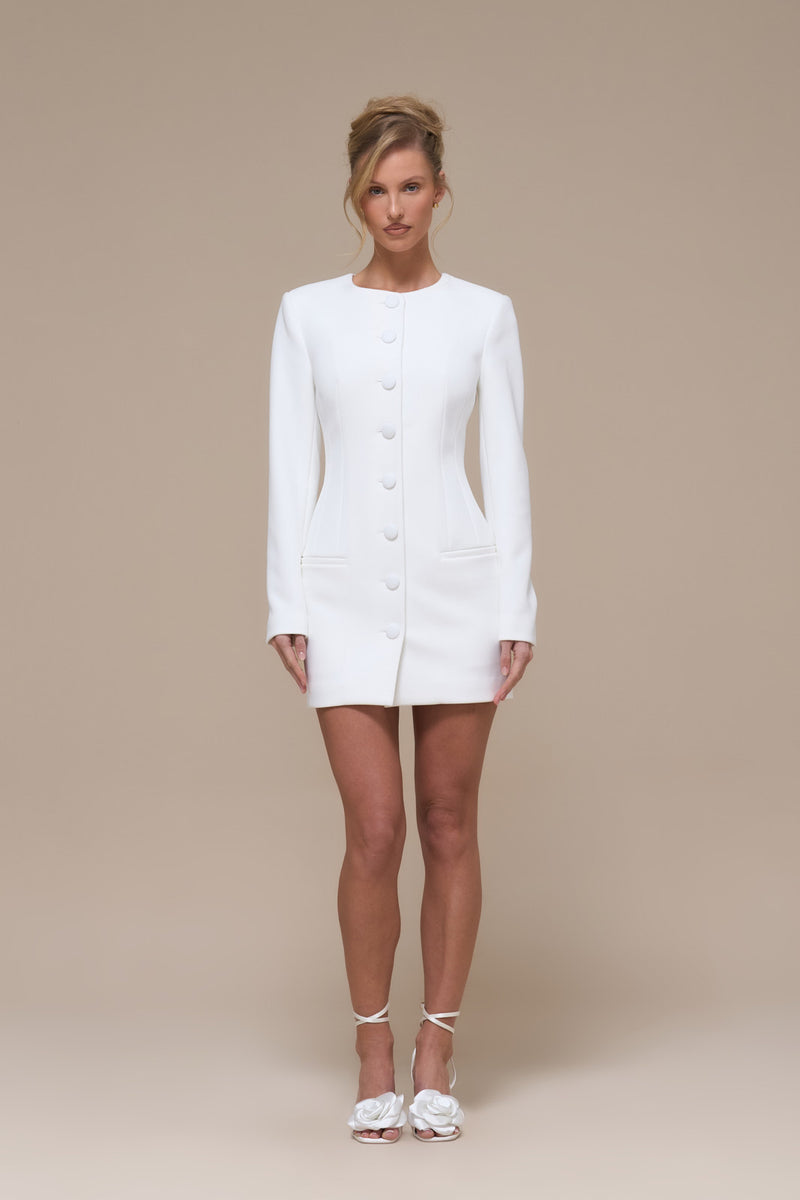 PIPPA BLAZER DRESS | WHITE
