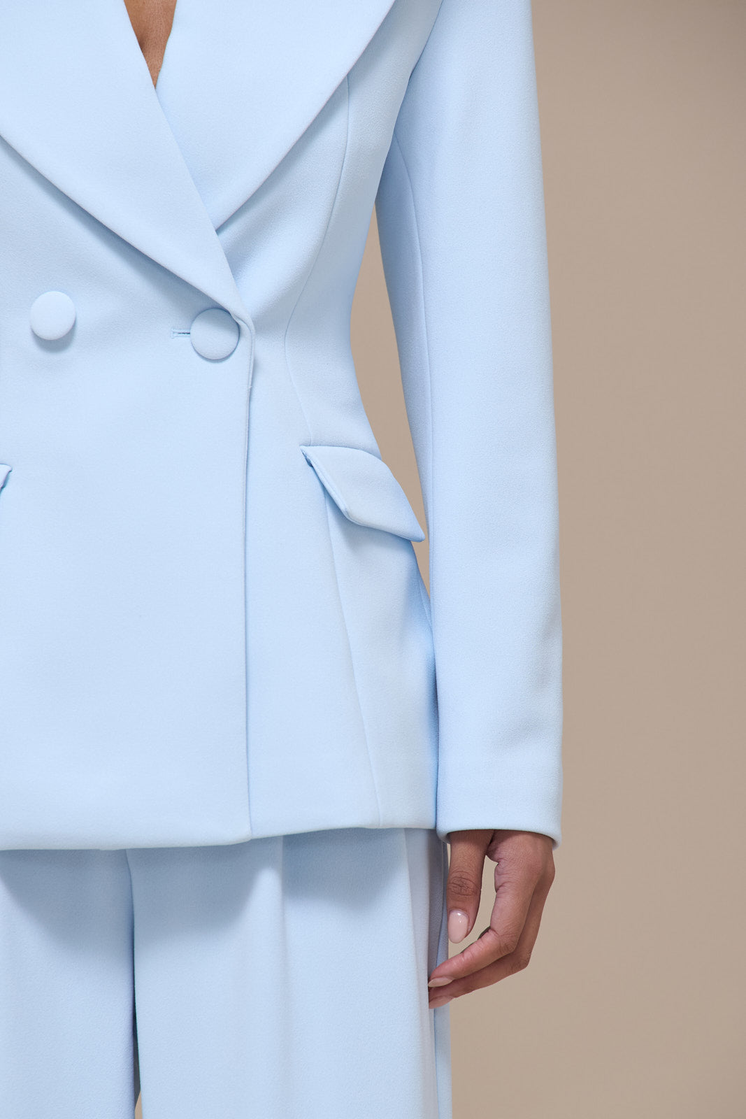 CHARLOTTE DOUBLE BREASTED PADDED SUITING JACKET | BABY BLUE