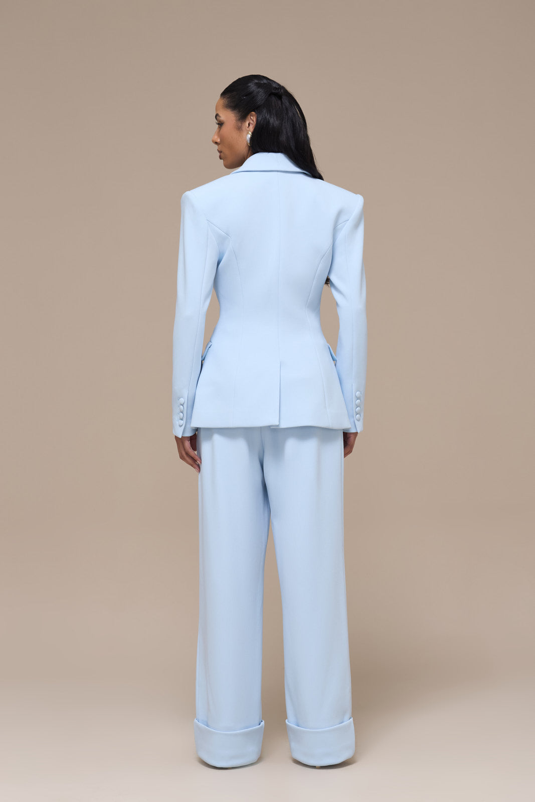 CHARLOTTE DOUBLE BREASTED PADDED SUITING JACKET | BABY BLUE