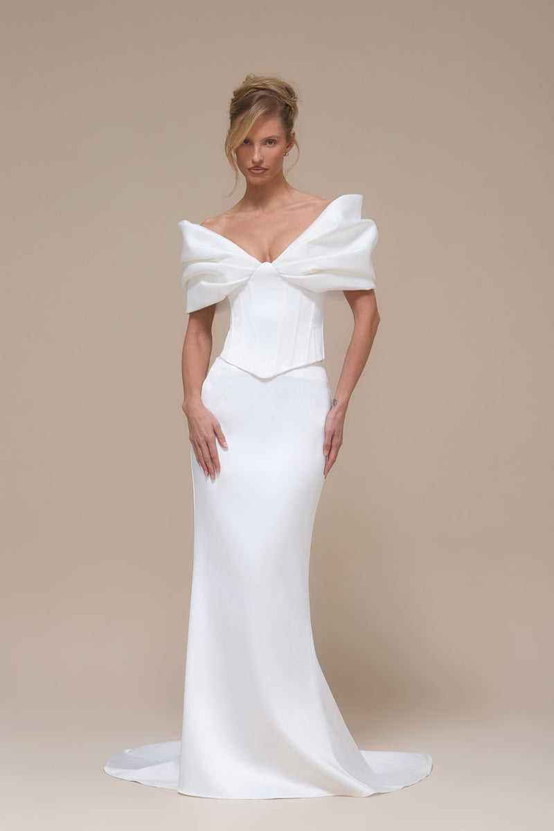 VIVIENNE HIGH WAIST MERMAID SKIRT WITH TRAIN | IVORY