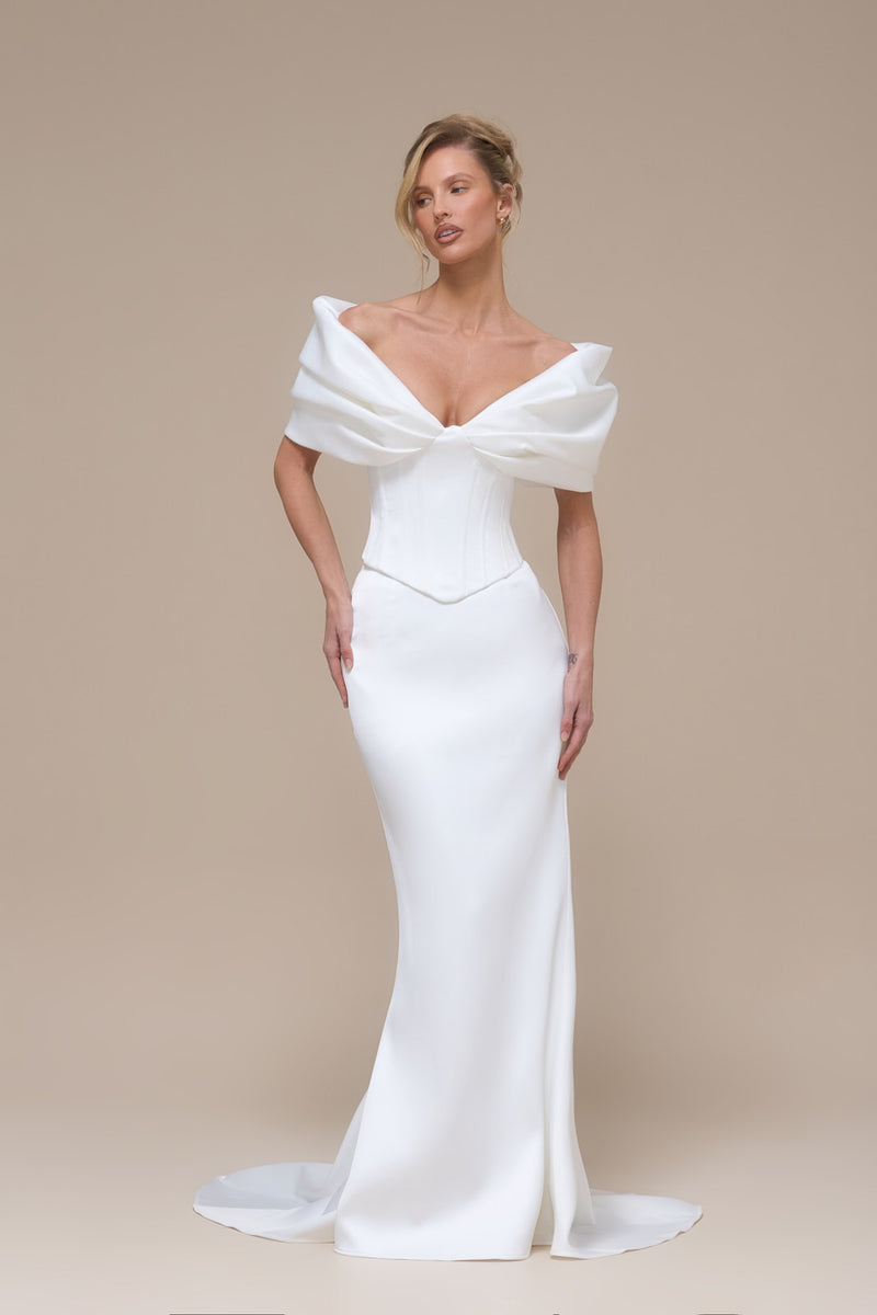 VIVIENNE HIGH WAIST MERMAID SKIRT WITH TRAIN | IVORY