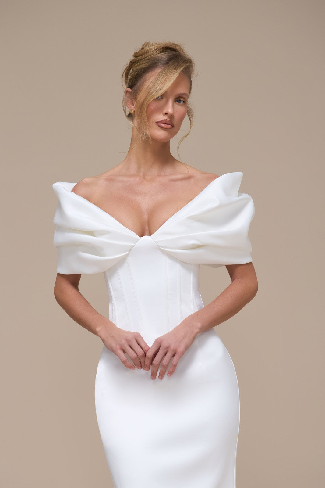 VIVIENNE OFF SHOULDER GATHERED CORSET | IVORY