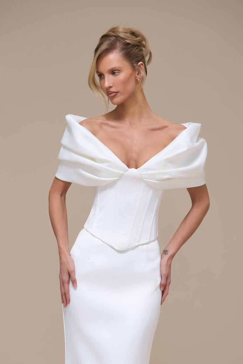 VIVIENNE OFF SHOULDER GATHERED CORSET | IVORY